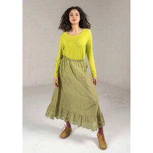 Woven petticoat slip in organic cotton thyme